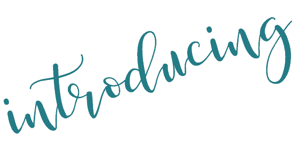 Handwritten word "introducing" in a teal color with a cursive font on a black background.